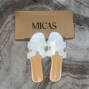 Micas White Slide Sandals